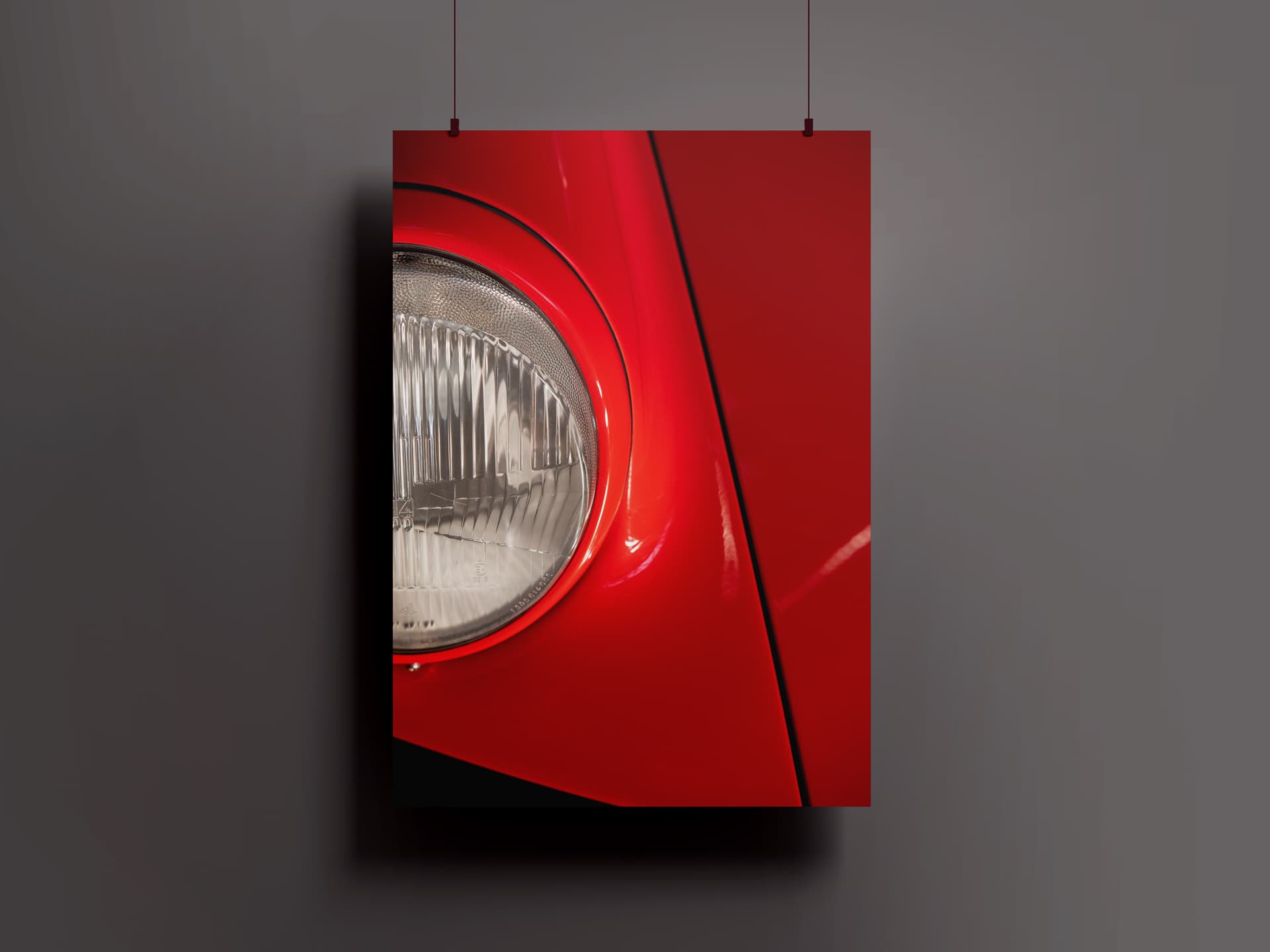 Die bekannte Frontansicht des Porsche 911 G von Fullframecar in rot gezeigt also hängendes Poster.
